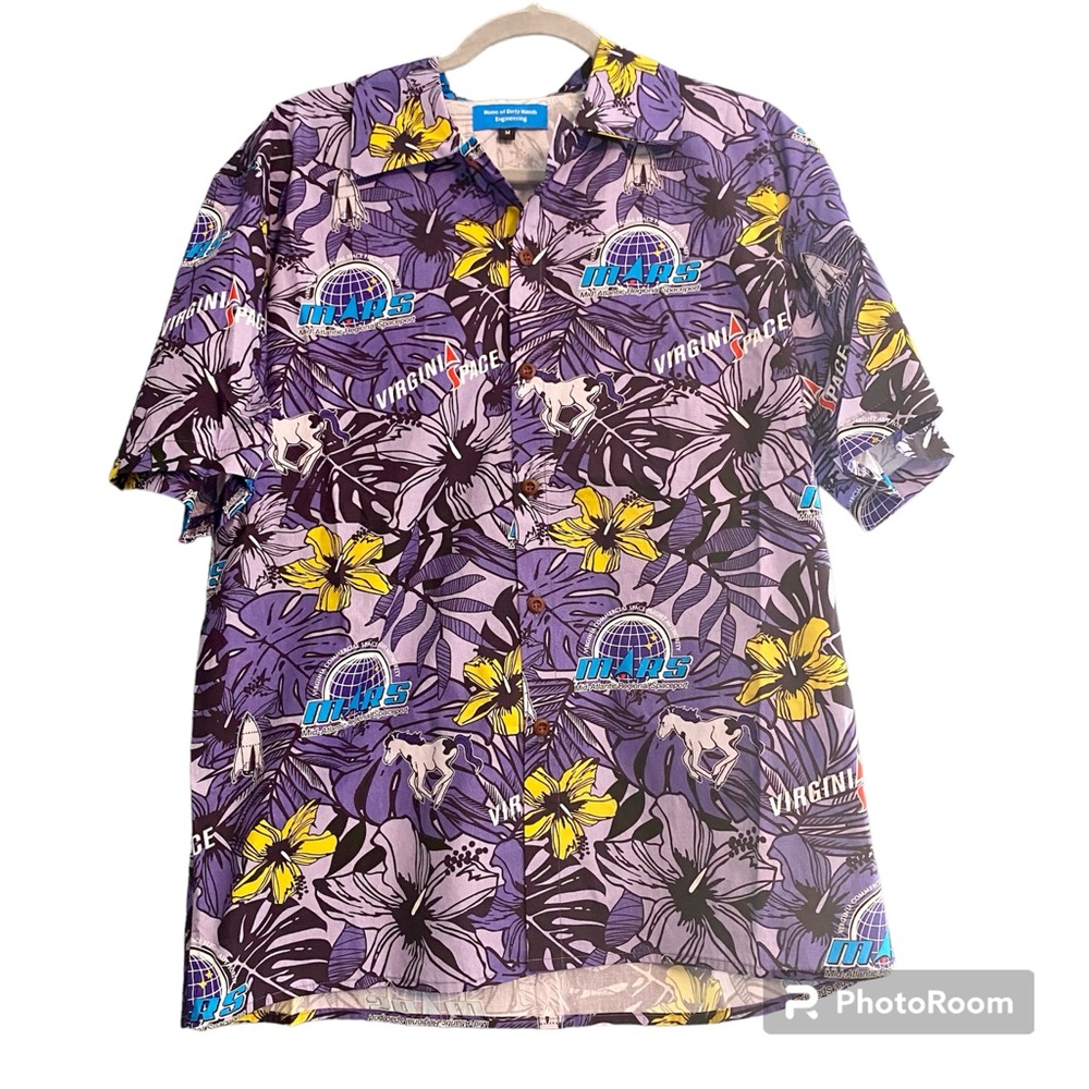 Mid Atlantic Regional Spaceport Candor Threads Hawaiian Button Up Shirt Sz M